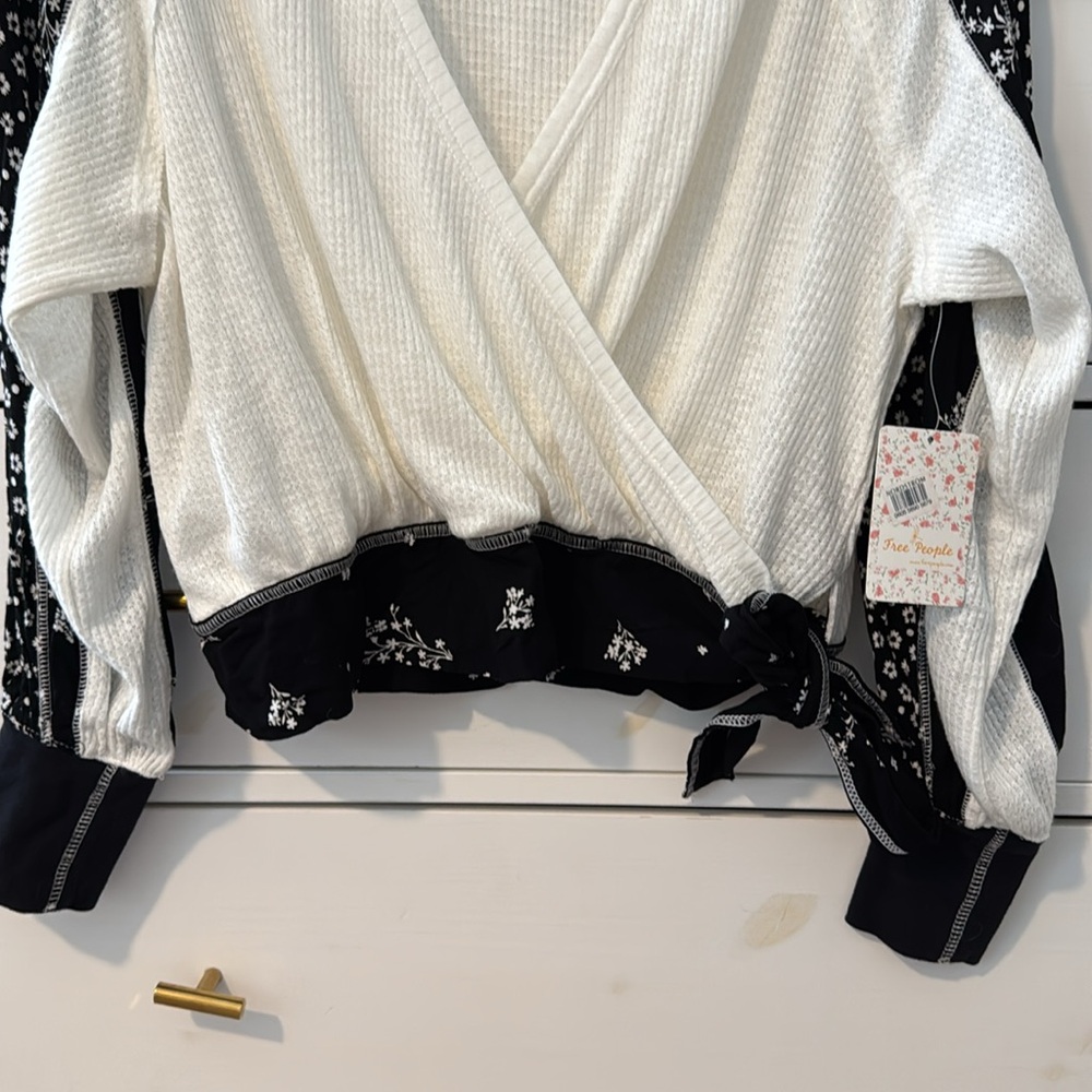NWT Free People Auxton Thermal Tie Waist Top - Picture 7 of 7